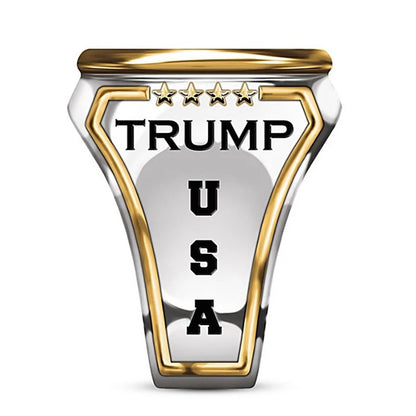 Patriotic Trump Biker Ring - Silver & Gold-Tone American President Jewelry