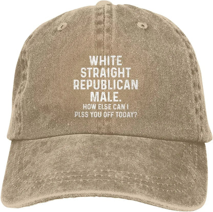 White Straight Republican Male Statement Baseball Cap