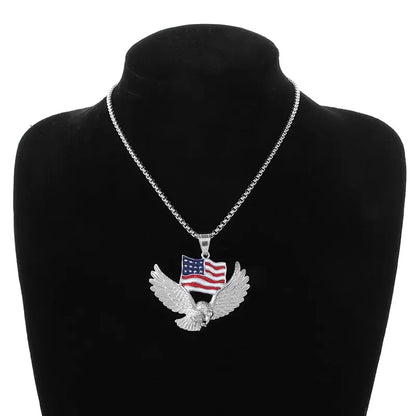 American Flag Punk Vulture Necklace - Retro Rock Party Jewelry for Men