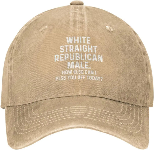 White Straight Republican Male Statement Baseball Cap