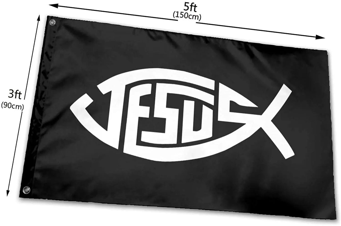 Christian Fish (ichthys symbol) Flag - 3x5 ft Garden Flag for Events & Decor