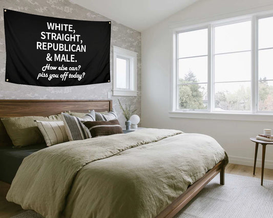 White Straight Republican Male Humorous Wall Tapestry for Man Cave & Dorm