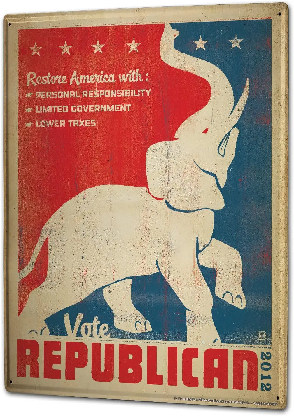 Republican Elephant Nostalgic Tin Sign - Vintage 2012 Election Decor