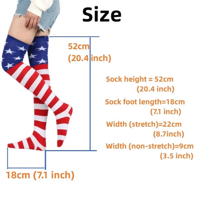 Star Spangled Banner Over-Knee Socks - American Flag Themed Stockings for Women