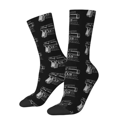 No Gun, No Fun Glock-Themed Dress Socks - Unisex Crew Socks