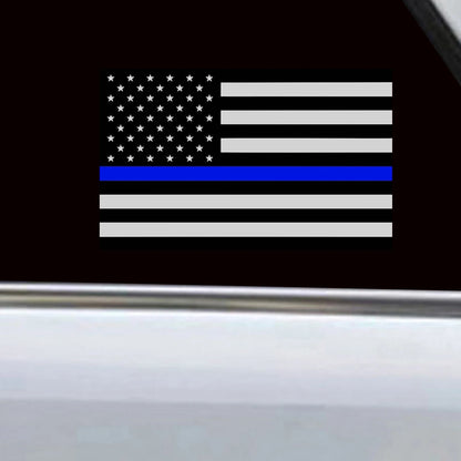 Thin Blue Line American Flag Car Decal - Support Police 5x3 Sticker