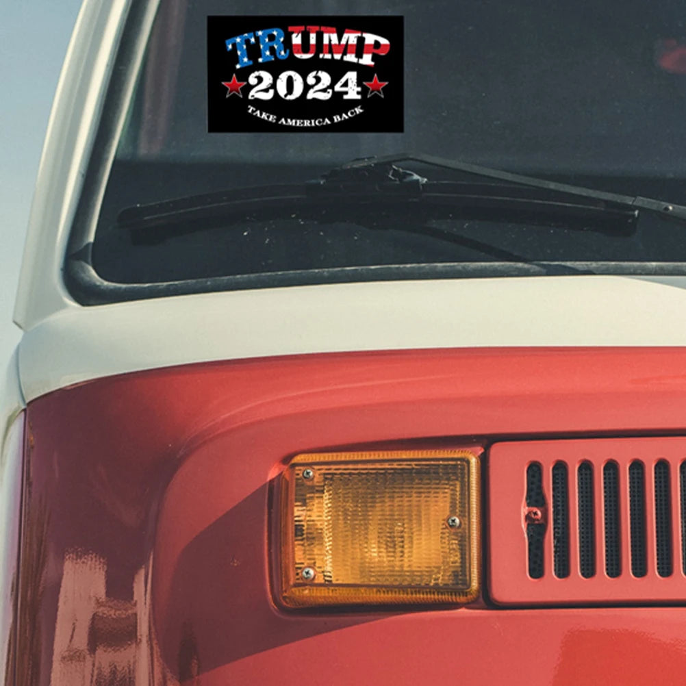 Trump 2024 Patriotic American Flag Car Sticker - USA Presidential Election Bumper Decal