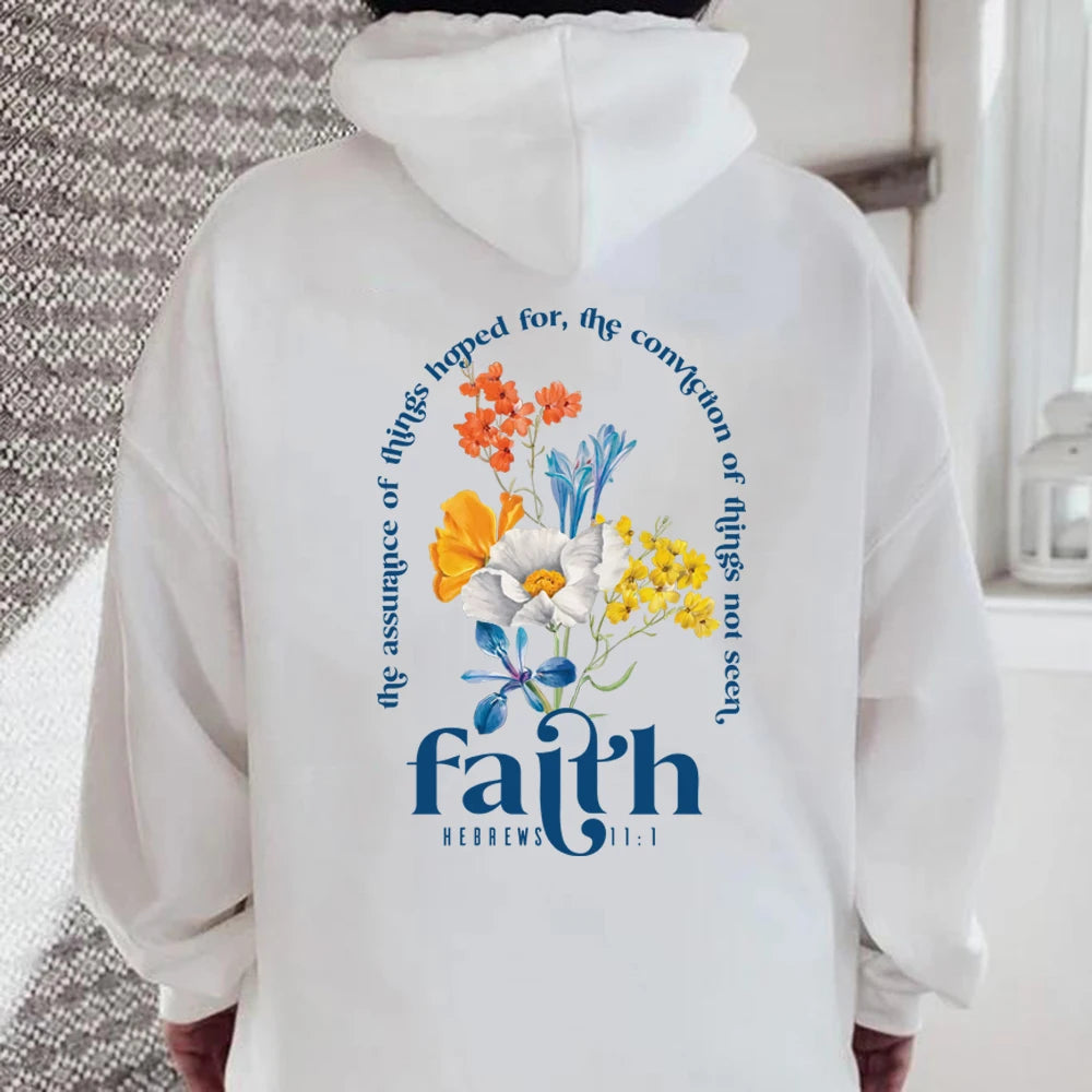 Women's Bible Verse Hoodie - Hebrews 11:1  - Faith inspired Religious Pullover